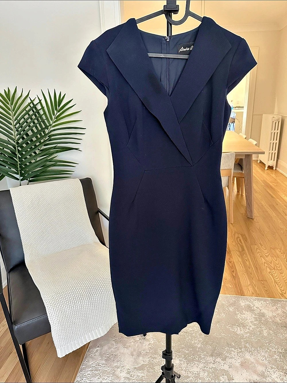 Sandra Angelozzi Navy Tailored Formal Midi Dress Like New